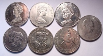 Zestaw 7 DUŻYCH pamiątkowych monet medali z Anglii