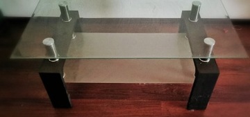 Ława, szkło-metal-drewno, stolik... 