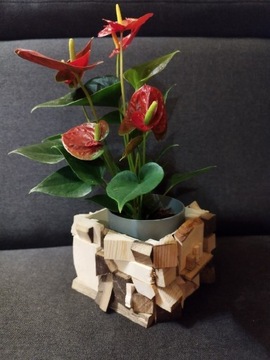 Osłonka skrzynka doniczka drewno kwiatki handmade 