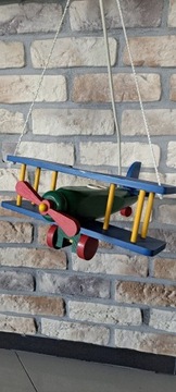 Żyrandol samolot drewniany do pokoju dziecka 