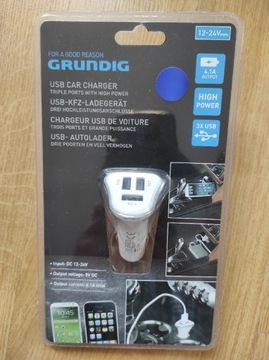 Adapter ładowarka GRUNDIG zapalniczka 3xUSB 4.1A