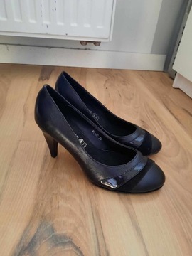 skórzane buty na wysokim obcasie czarne skóra eleganckie szpilki czółenka