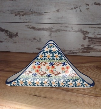 Serwetnik ceramiczny stojak trójkąt ceramika Bolesławiec 