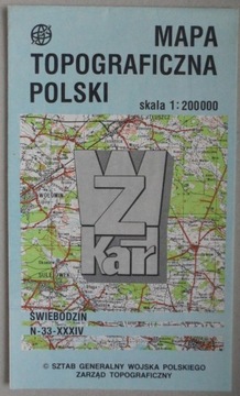 Mapa topograficzna Polski M-33-XXXIV Świebodzin