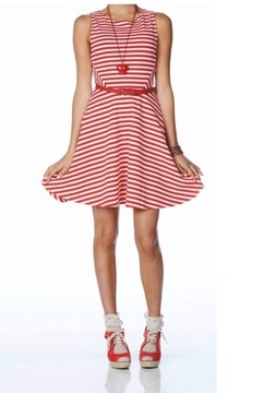 H&M Czerwono-biała sukienka w paski S