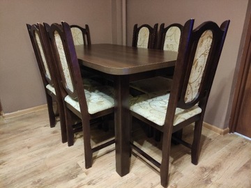 Stół rozkładany, 6 krzeseł