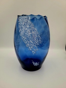 Kobaltowy wazon prl duży