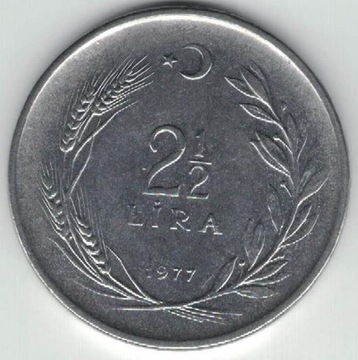 Turcja 2 1/2 liry lira 1977  30 mm nr 1