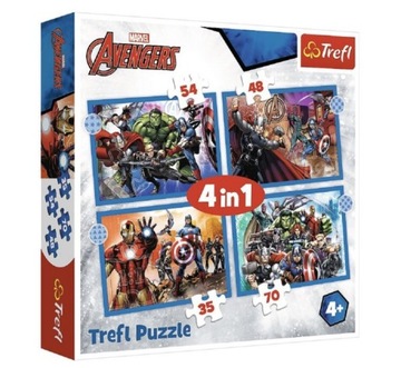 Puzzle TREFL Marvel Odważni Avengersi 4w1 dla dzie