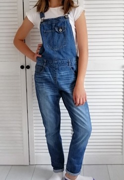 Spodnie na szelki ogrodniczki jeans 11 lat+