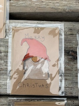 Kartka świąteczna życzenia koperta skrzat święty