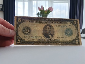 5$ Five Dollars 1914r Banknot USA 