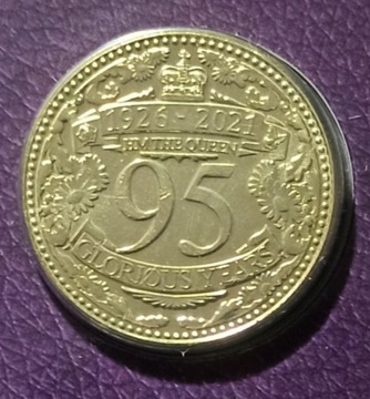  1 funt 2021 r. Gibraltar 95 lat Elżbiety II