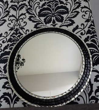 Lustro glamour kryształki czarne 50 cm 60 70 80cm