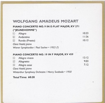 MOZART Piano concertoS 9,19 CLARA HASKIL