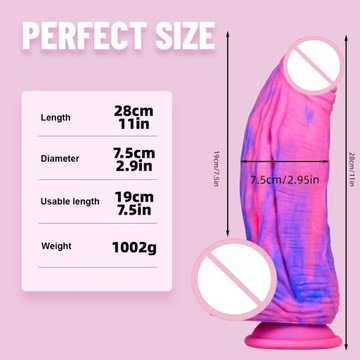 Dildo XXXL 1002g Liquid silicone 7,5 cm 23cm