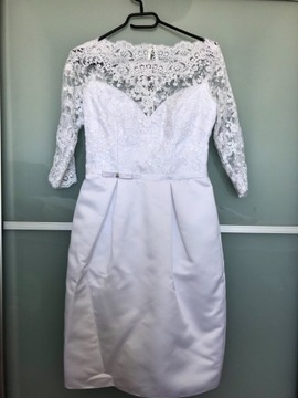 Suknia slubna xs 34 biała cywilny krótka