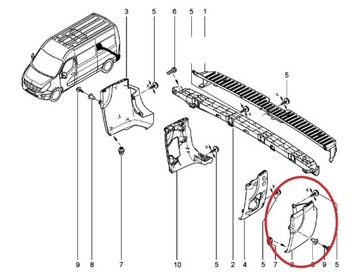Renault MasterIII ZDERZAK  TYŁ RÓG (LEWY) NAROŻNIK