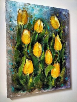 Obraz ręcznie malowany olej Tulipanowo 30x40 cm