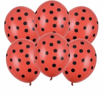 Czerwone balony w czarne kropki 10 sztuk