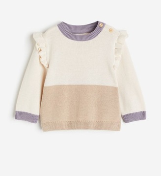 H&M 104cm 3-4l sweter z falbankami beżowy