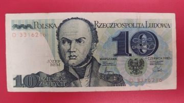 Banknot 10 zł z 1982r, Seria D