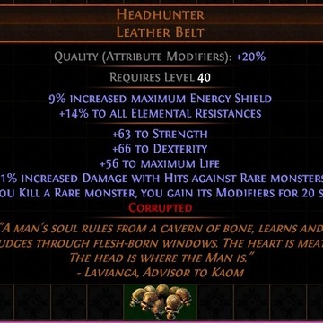 Path of Exile HEADHUNTER  Double Corrupt