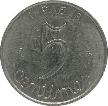 Francja 5 centimes 1963, KM#927