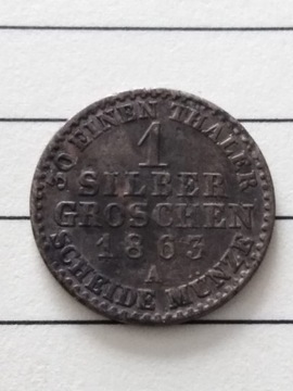 Moneta 1 srebrny grosz 1863 A