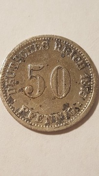 50 fenigów 1875 G Niemcy   srebro #93