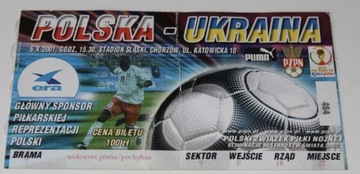 Bilet na mecz Polska -Ukraina 2001