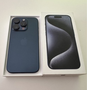 iPhone 15 Pro 256GB IDEALNY komplet blue titanium