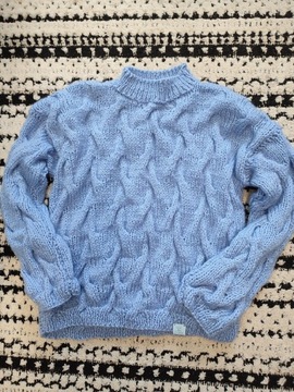 Unikatowy wełniany sweter XS/S Ręcznie robiony