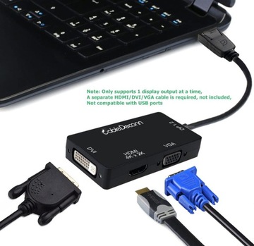 Adapter 3x1 DisplayPort, HDMi, DVI, VGA