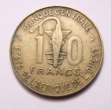 Afryka Zachodnia 10 franków 1976 r.