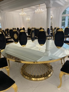 Stół okrągły fi 180 złoty , lustro, glamour