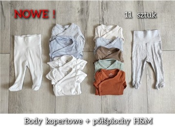 11 sztuk  body kopertowe półśpiochy niemowlęce H&M