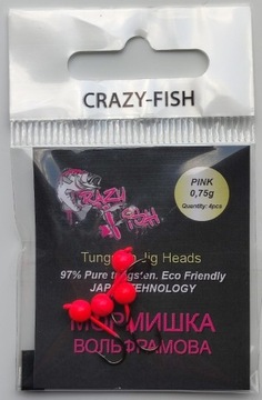 Crazy Fish Tungsten Jig Head 0,75g PINK Color