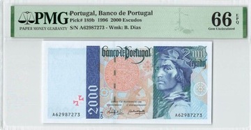 Portugalia 1996r.  2000 Eskudo PMG 66