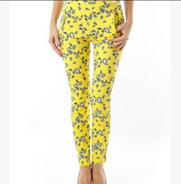  Spodnie żółte wzory Zara 40 L 