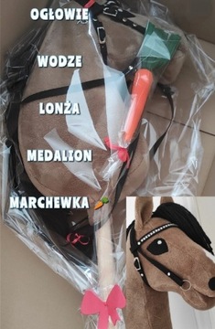 Koń konik Hobby Horse OGŁOWIE WODZE LONŻA MEDALIK 