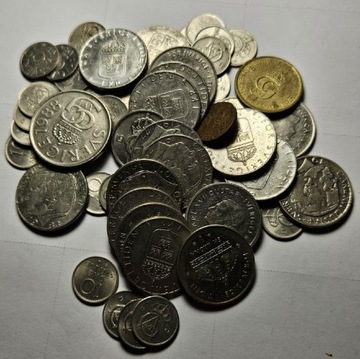 Zestaw monet Szweckich ok.60 sztuk 