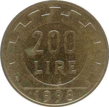 Włochy 200 lire 1998, KM#105