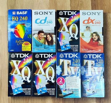 Kasety VHS Nowe czyste 9sztuk Sony TDK Basf