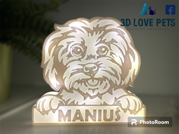 Figurka, lampka 3D Love Maltańczyk pies (imię psa)