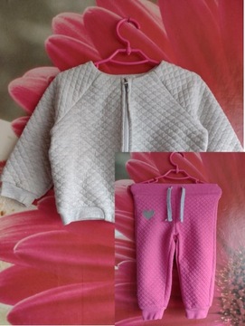Komplet Szara Bluza i różowe spodnie Dres 80