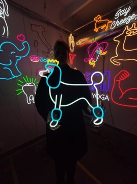 Neon Ozdoba na Ścianę - Piesek LED Pudel