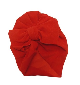 Turban czapka dziewczęca czerwona 9-12 m-cy