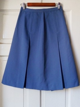 niebieska spódnica midi vintage 70s kontrafałda