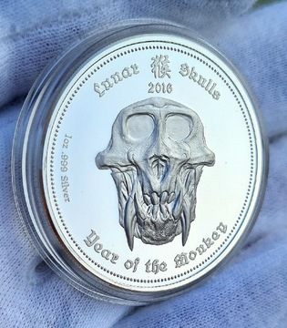 Srebrna moneta Lunar Skulls Rok Małpy 2016, 1oz